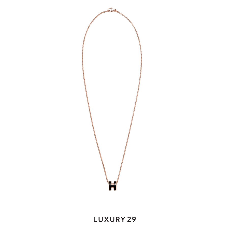 Hermes Mini Pop H Pendant Rose Gold Plated Noir HERMES Luxury29