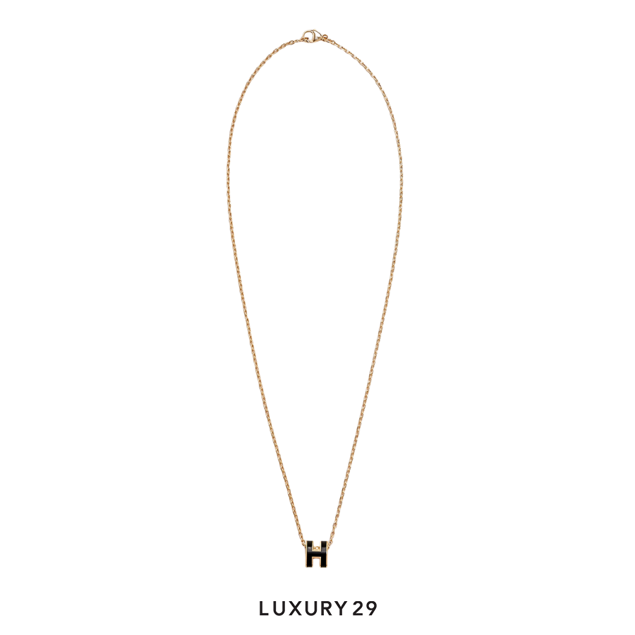 Hermes Mini Pop H Pendant Yellow gold plated Noir HERMES