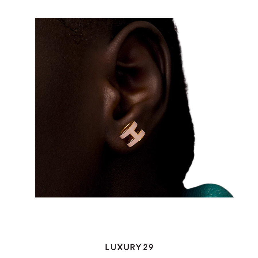Hermes Mini Pop H earrings Gold Plated Rose Dragee HERMES