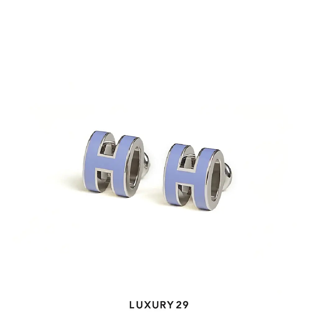 Hermes Mini Pop H earrings Silver Plated Lilas