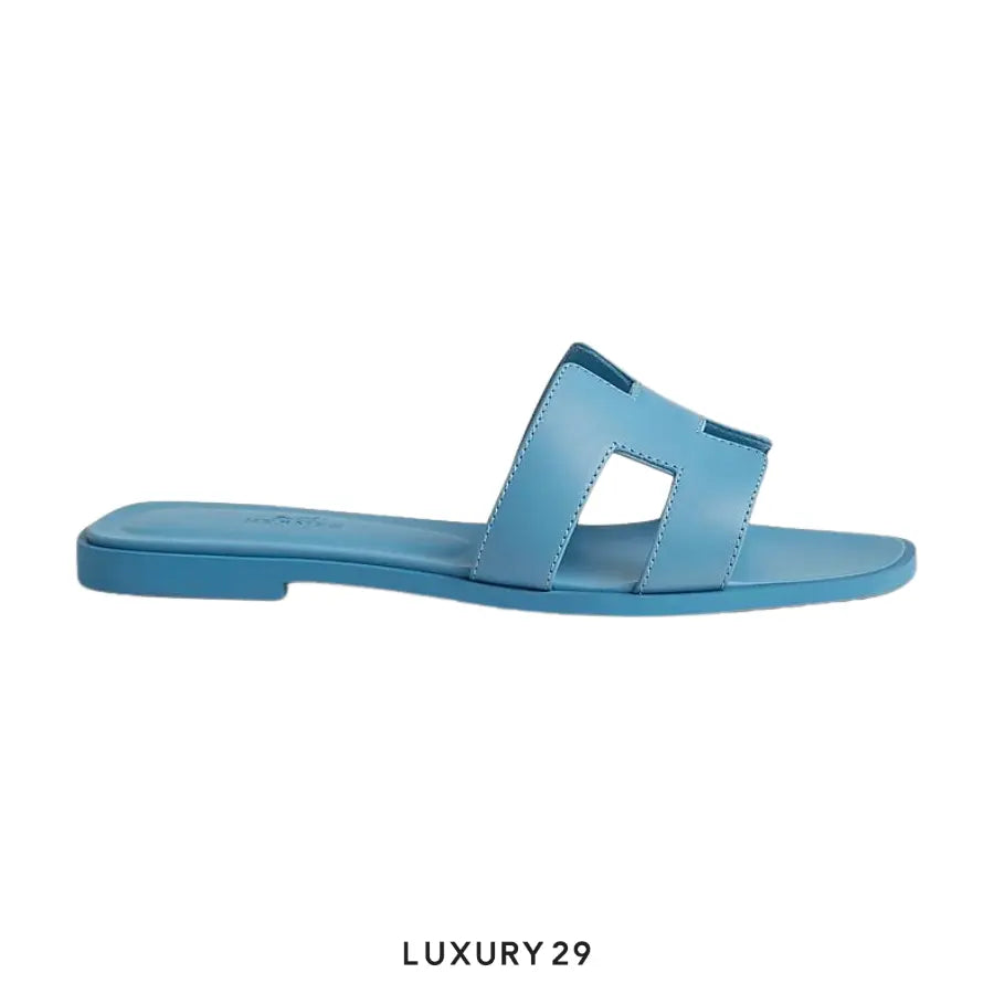 Hermes Oran sandal Bleu Cameo