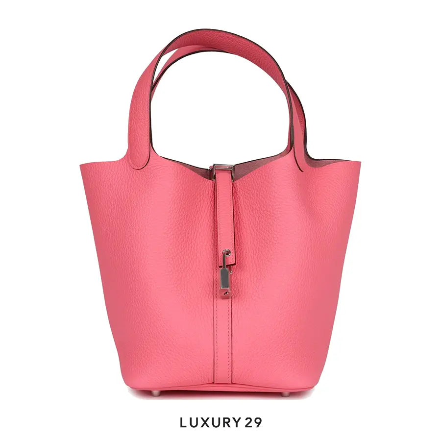 Hermes Picotin Lock 22 bag Rose Azalee Palladium Hardware HERMES