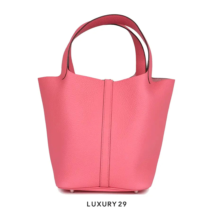 Hermes Picotin Lock 22 bag Rose Azalee Palladium Hardware HERMES