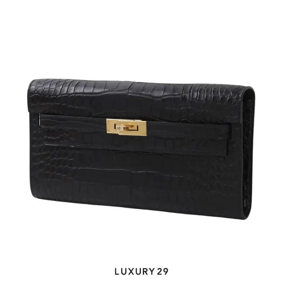 Hermes Portefeuille-Sac Keey To Go Alligator Missi Noir / W Stamp (2024) HERMES