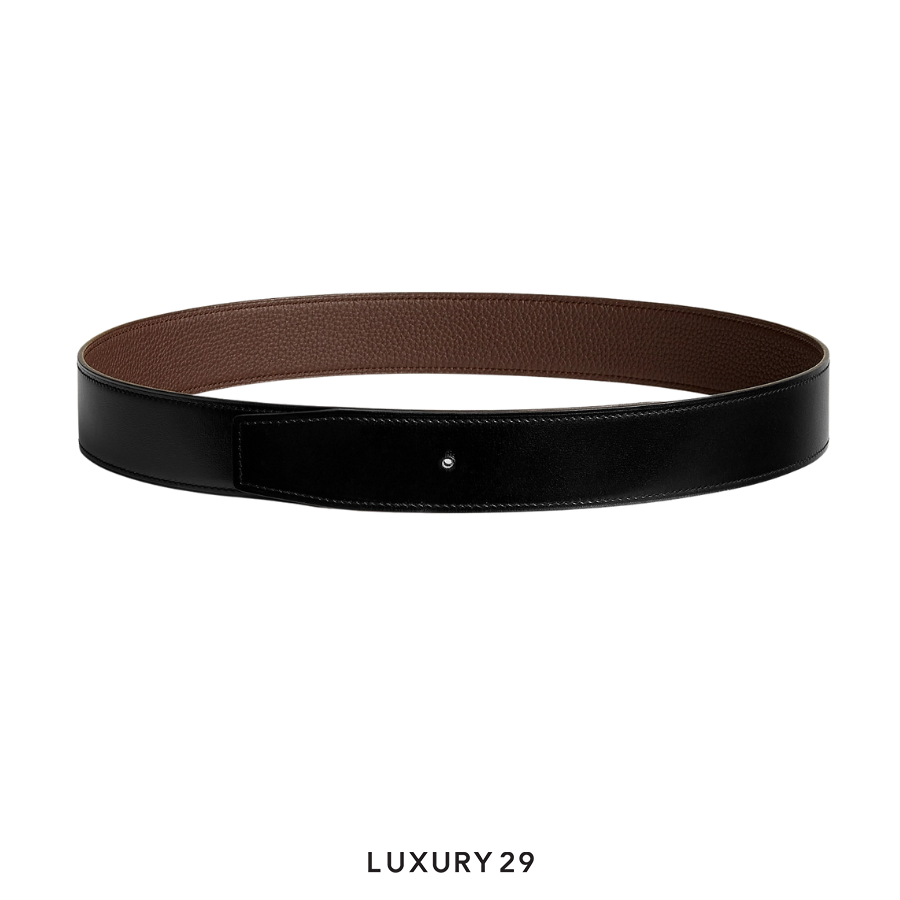 Hermes Reversible leather strap 38 mm. NOIR/CHOCOLAT HERMES