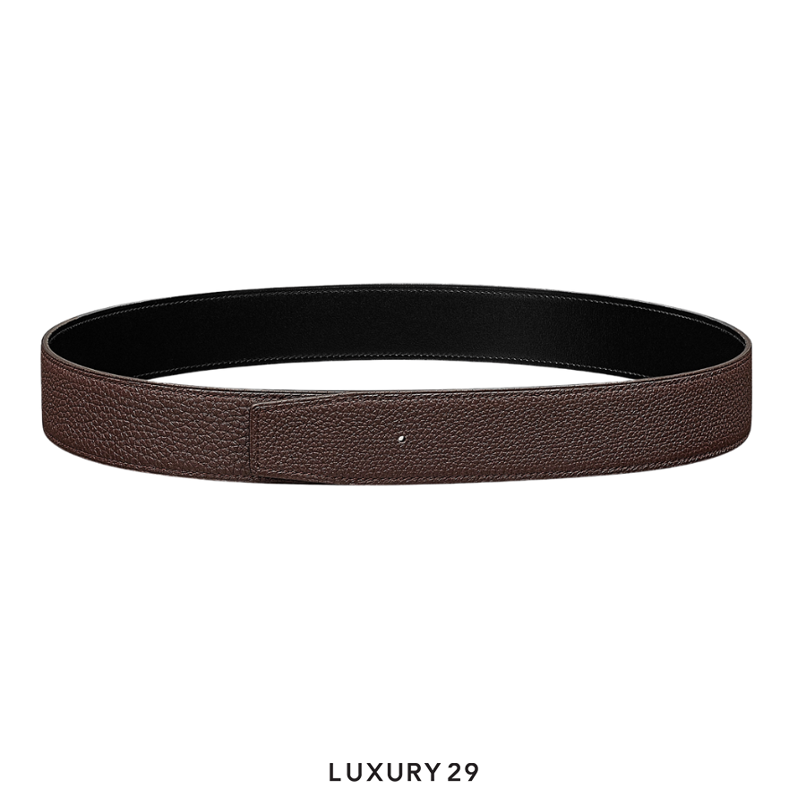Hermes Reversible leather strap 38 mm. NOIR/CHOCOLAT HERMES