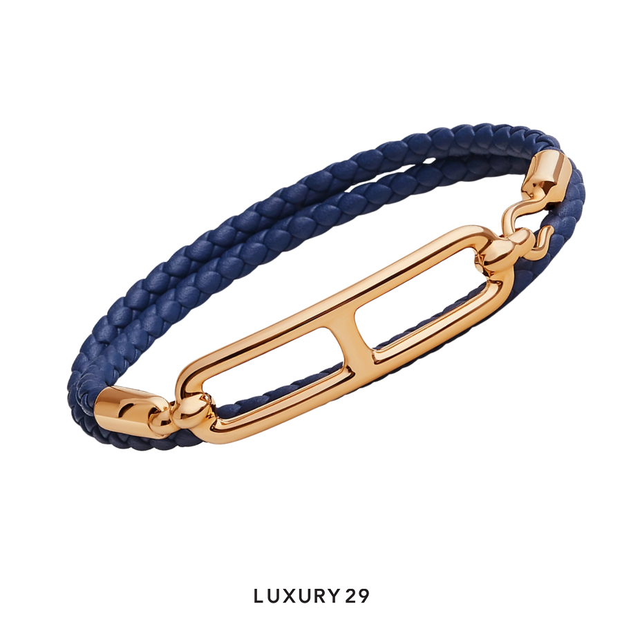 Hermes Roulis Double Tour bracelet bleu saphir HERMES