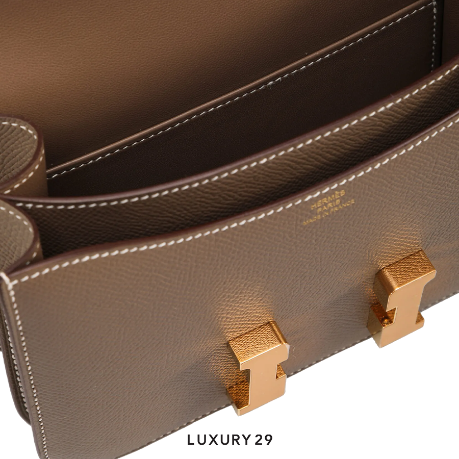 Hermes SAC Constance III Mini Miroir Veau Epsom 18 Etoupe HERMES