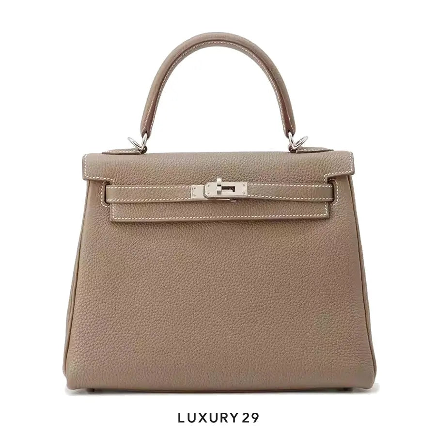 Hermes SAC Kelly 25 Togo Retourne with palladium hardware Etoupe / B Stamp (2023)