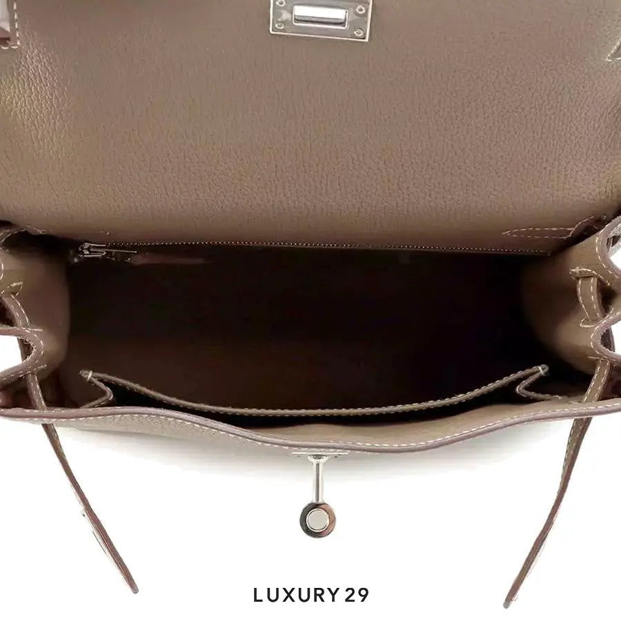 Hermes SAC Kelly 25 Togo Retourne with palladium hardware Etoupe / B Stamp (2023) HERMES