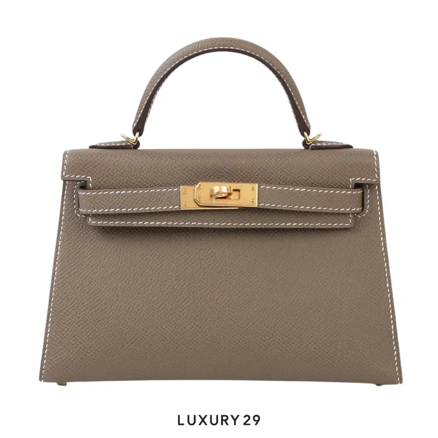 Hermes Sac Kelly II Sellier Mini Veau Epsom Etoupe / B Stamp (2023) HERMES