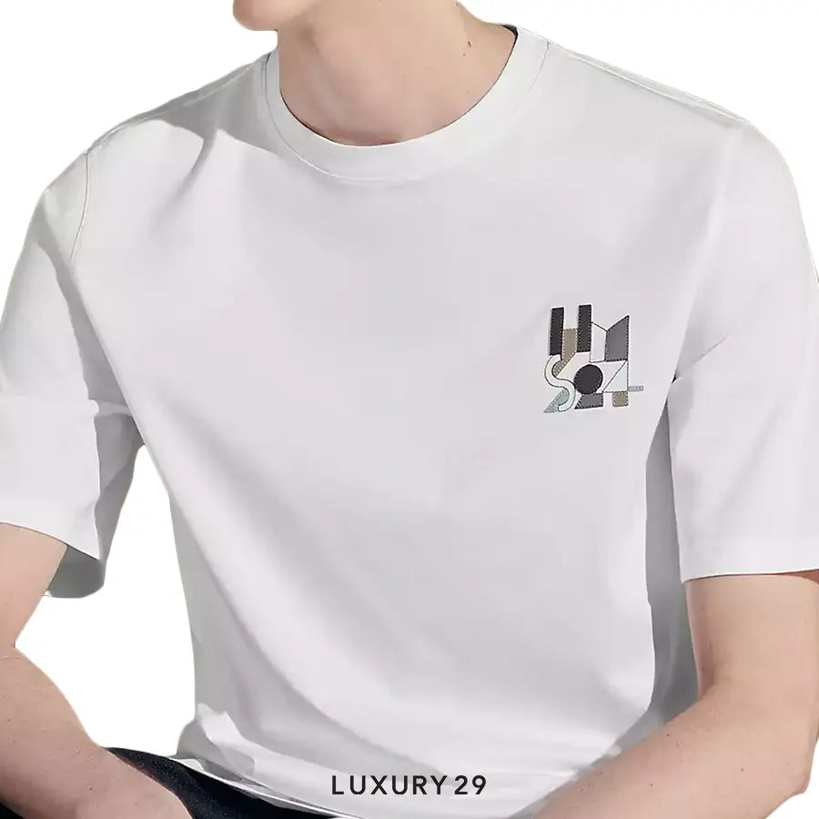 Hermes T-shirt with leather detail Blanc
