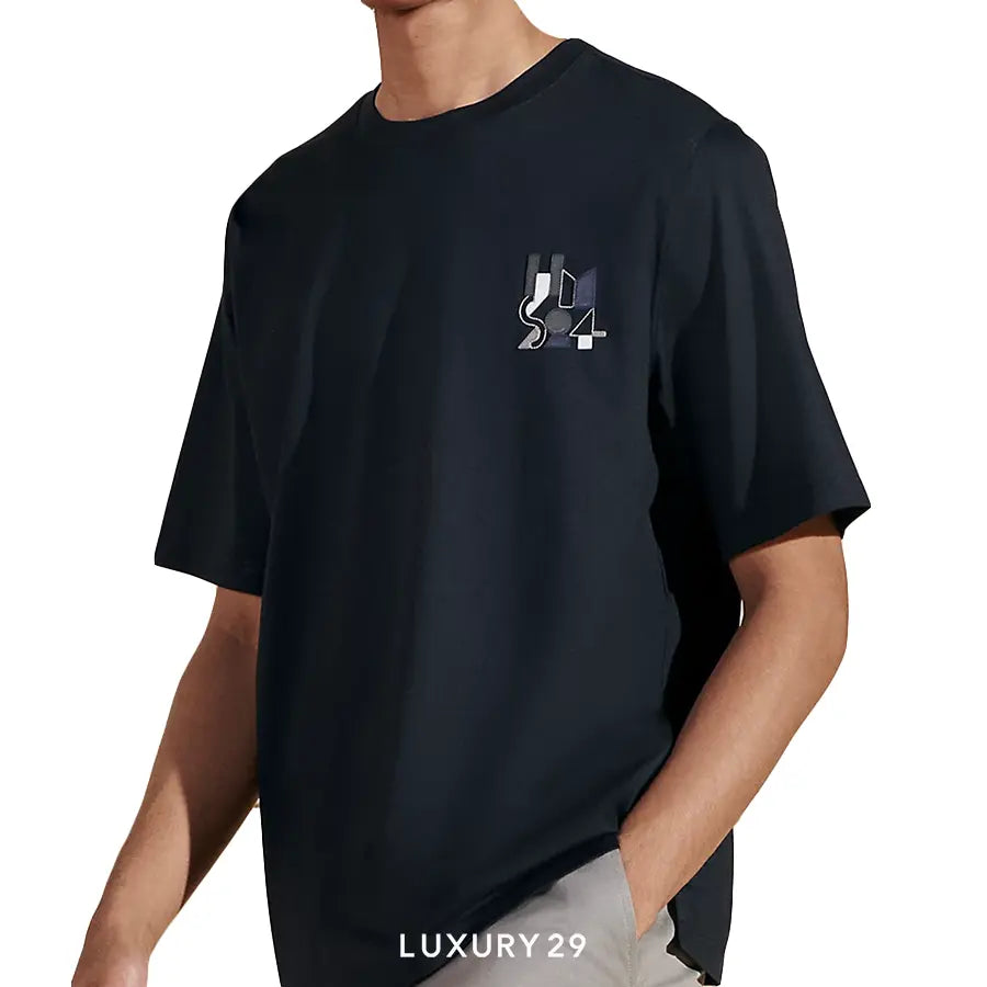 Hermes T-shirt with leather detail Marine