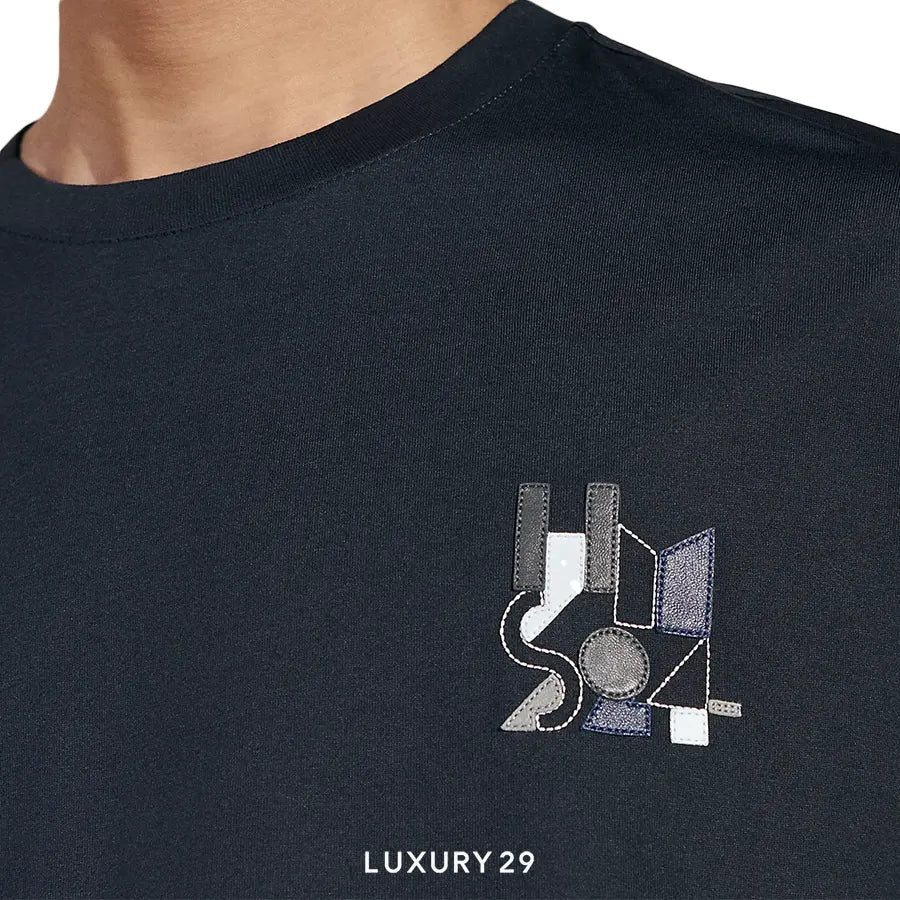 Hermes T-shirt with leather detail Marine HERMES