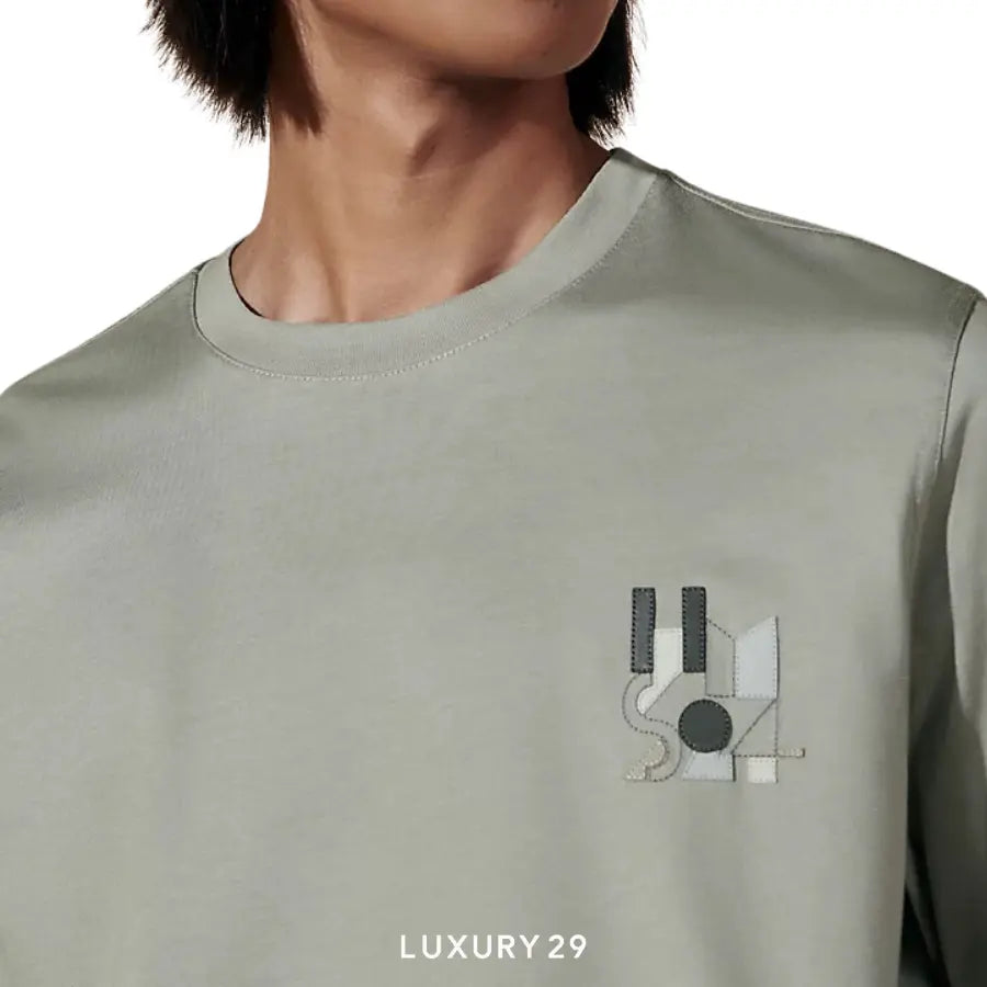Hermes T-shirt with leather detail Sauge HERMES