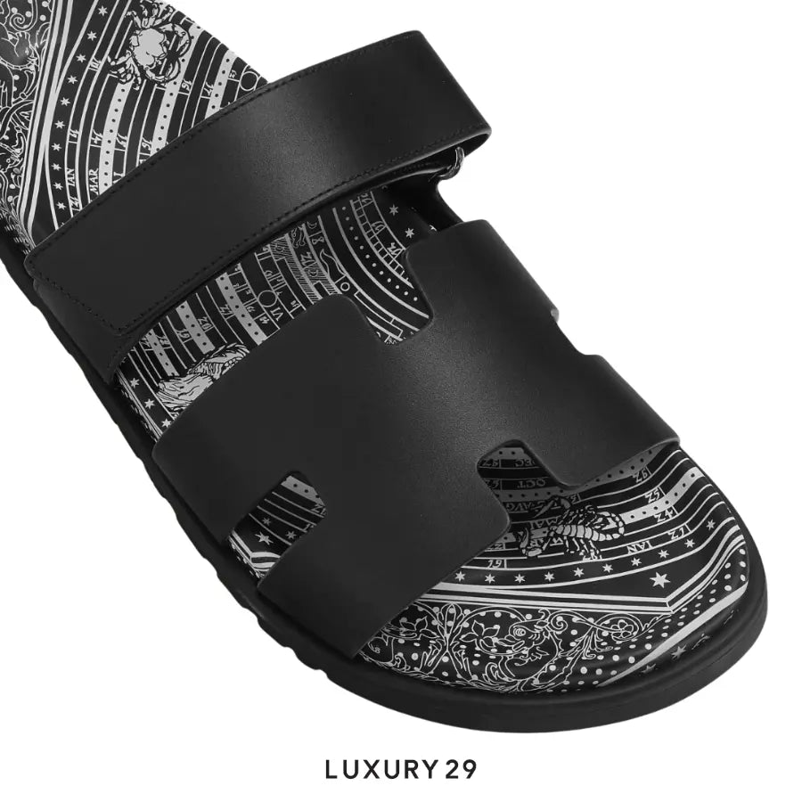 Hermes Unisex Street Style Logo Sandals Noir HERMES