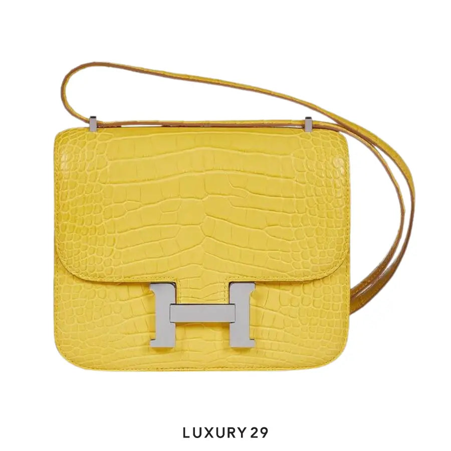 Hermes Yellow Mimosa Constance Bag / U Stamp