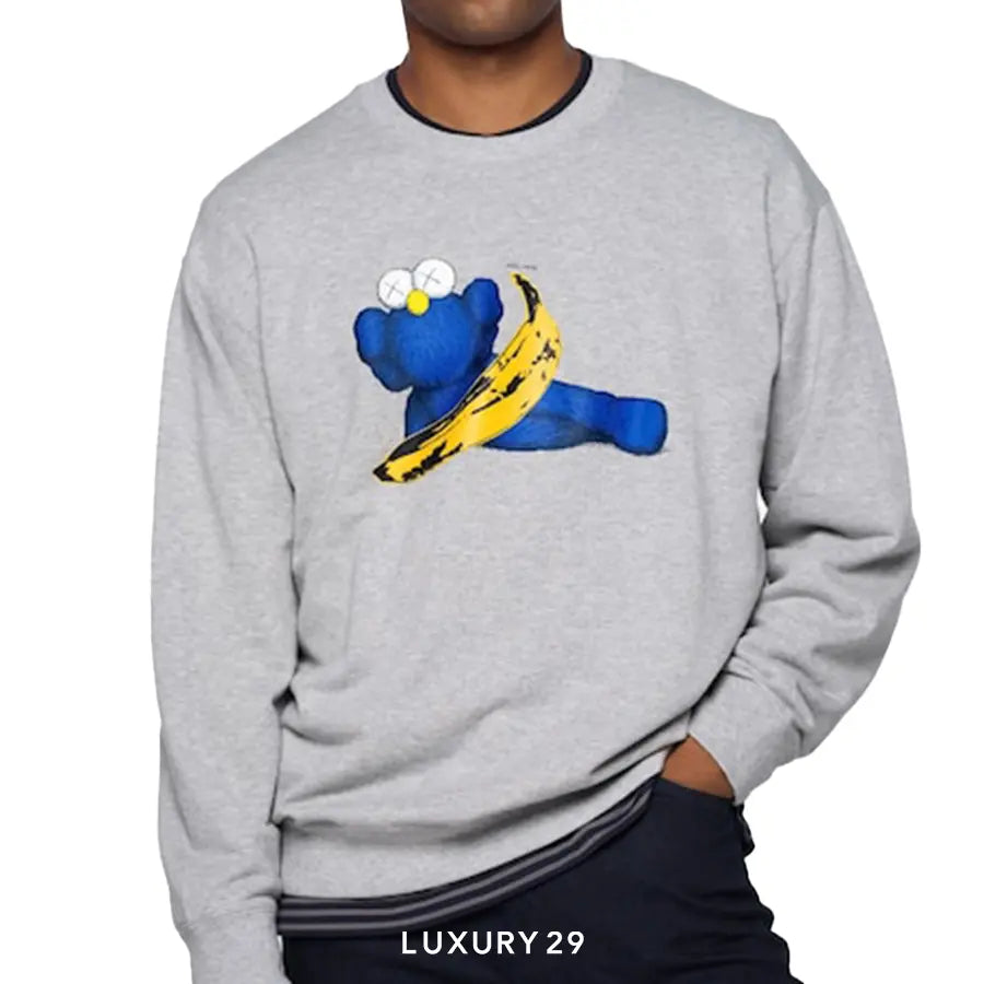 KAWS + Warhol Sweat Long Sleeve Shirt Grey - Luxury29