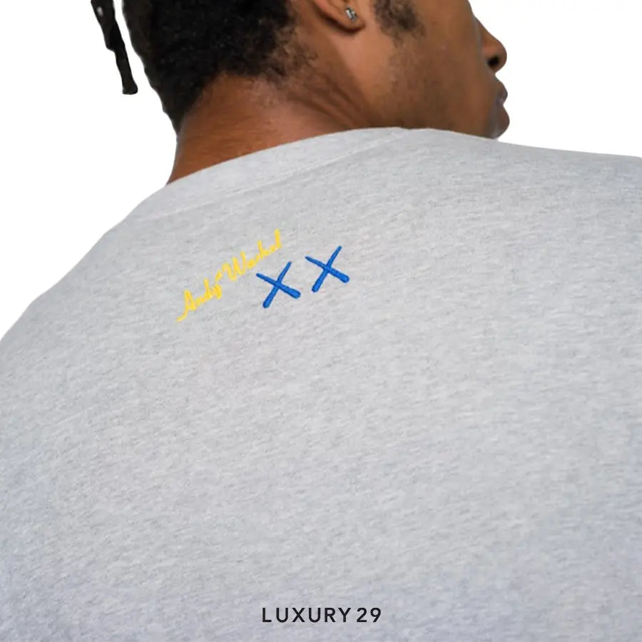 KAWS + Warhol Sweat Long Sleeve Shirt Grey - Luxury29