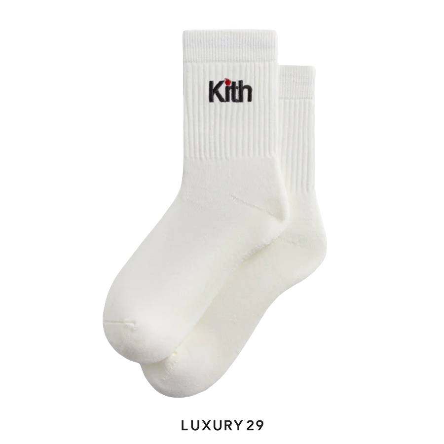 Kith Big Apple Mid Crew Sock White KITH