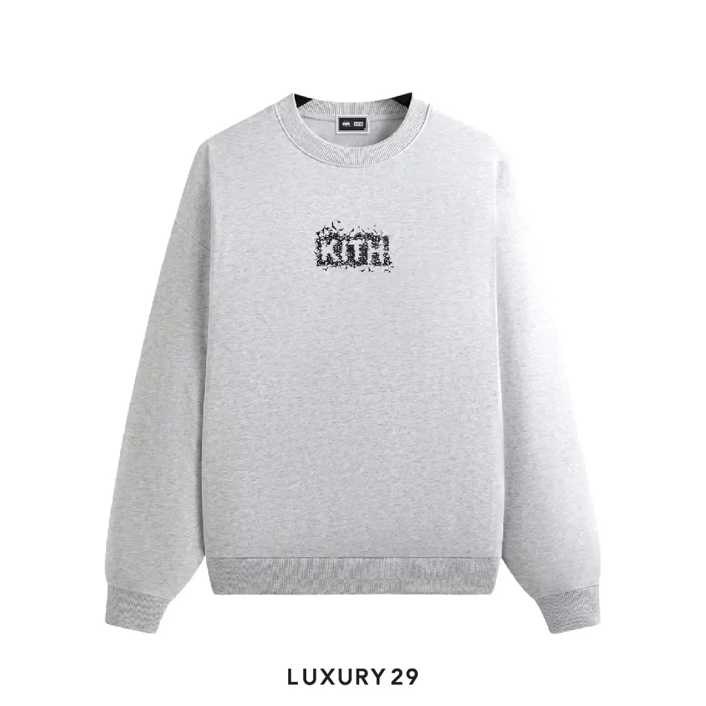 Kith X Batman Bats Vintage Nelson Crewneck Ligth Heater Grey