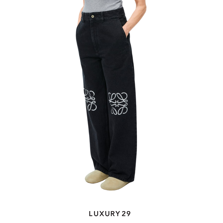 Loewe Anagram Baggy Jeans in Denim Black LOEWE