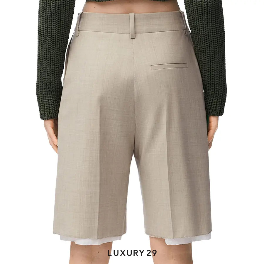 LOEWE Anagram shorts in wool Light Beige Melange LOEWE