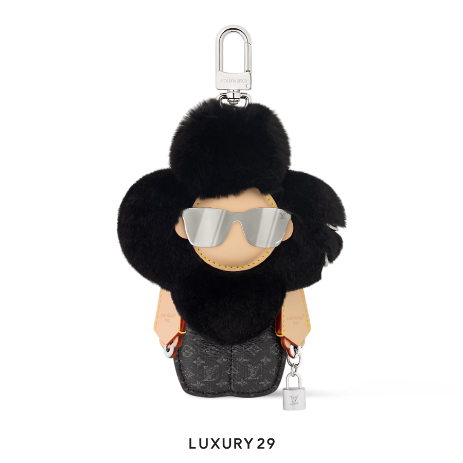 LOUIS VUITTON LV X Vivienne Fashionista Bag Charm Mink and leather Black