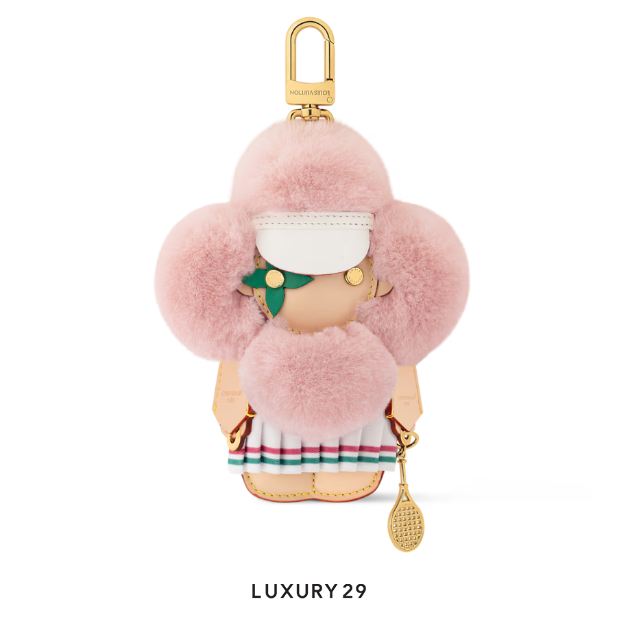 LOUIS VUITTON LV X Vivienne Fashionista Bag Charm Mink and leather Pink