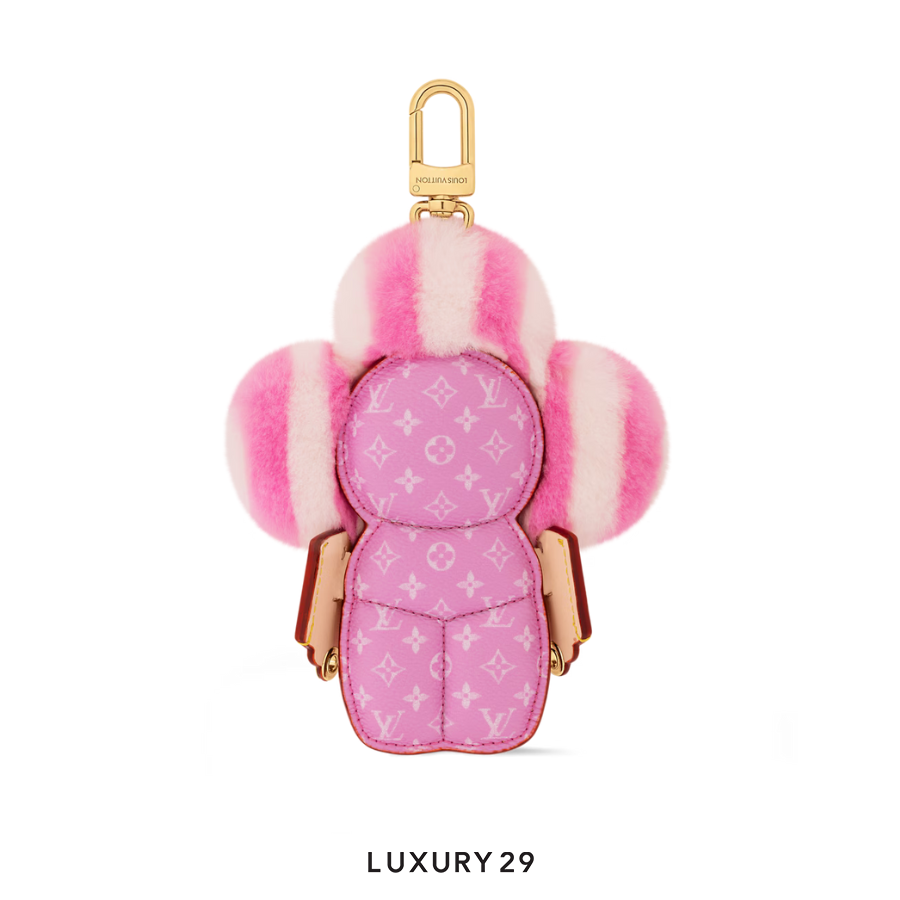 LOUIS VUITTON LV X Vivienne Fashionista Bag Charm Mink and leather Pink And White LOUIS VUITTON
