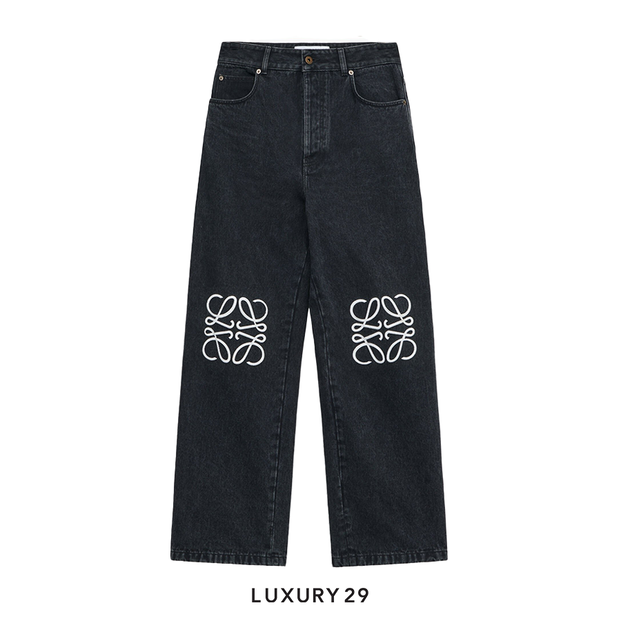 Loewe Anagram Baggy Jeans in Denim Black
