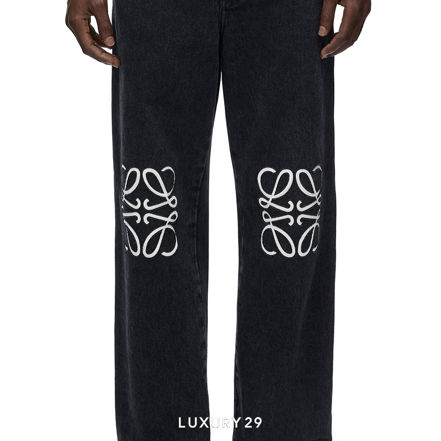 Loewe Anagram Baggy Jeans in Denim Black LOEWE