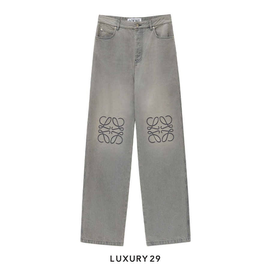 Loewe Anagram baggy jeans in denim Grey Melange LOEWE