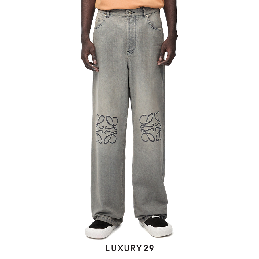 Loewe Anagram baggy jeans in denim Grey Melange LOEWE
