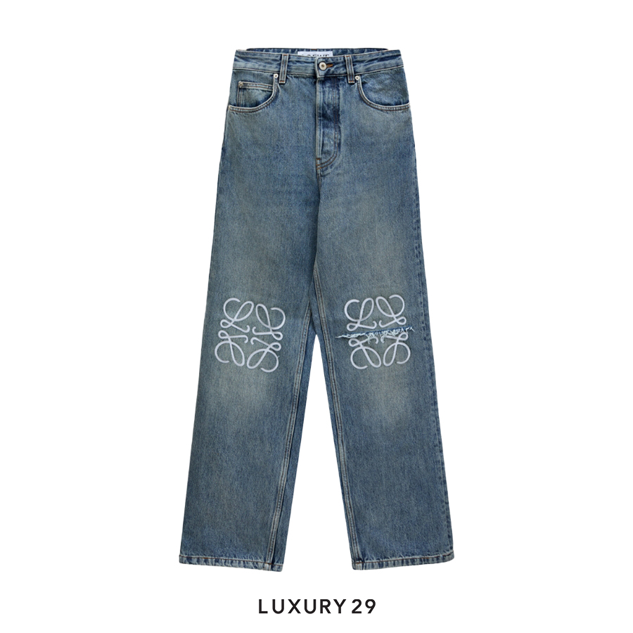Loewe Anagram baggy jeans in denim Washed Denim LOEWE