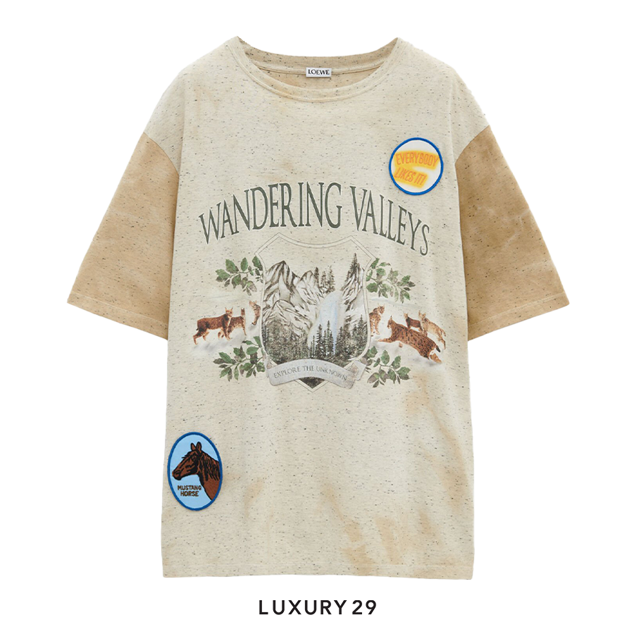 Loewe Loose fit T-shirt in cotton Light Oat Melange0311003600-H526Y22XBE-2870-09-0031Apparel & Accessories > Clothing > Clothing Tops > T-Shirts