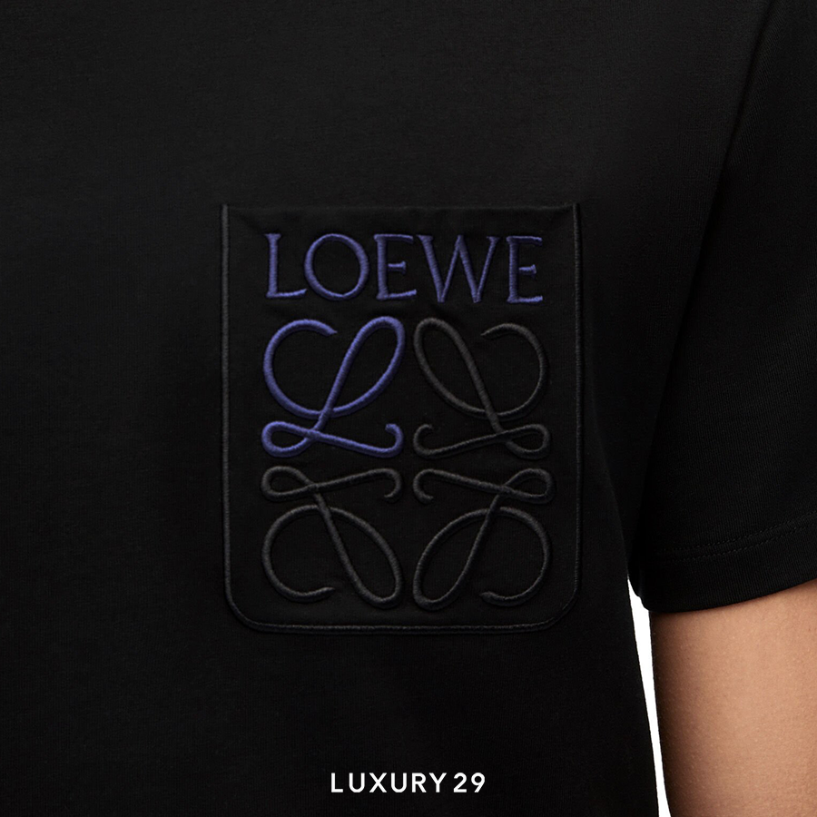 Black t-shirt with Loewe logo on a black background