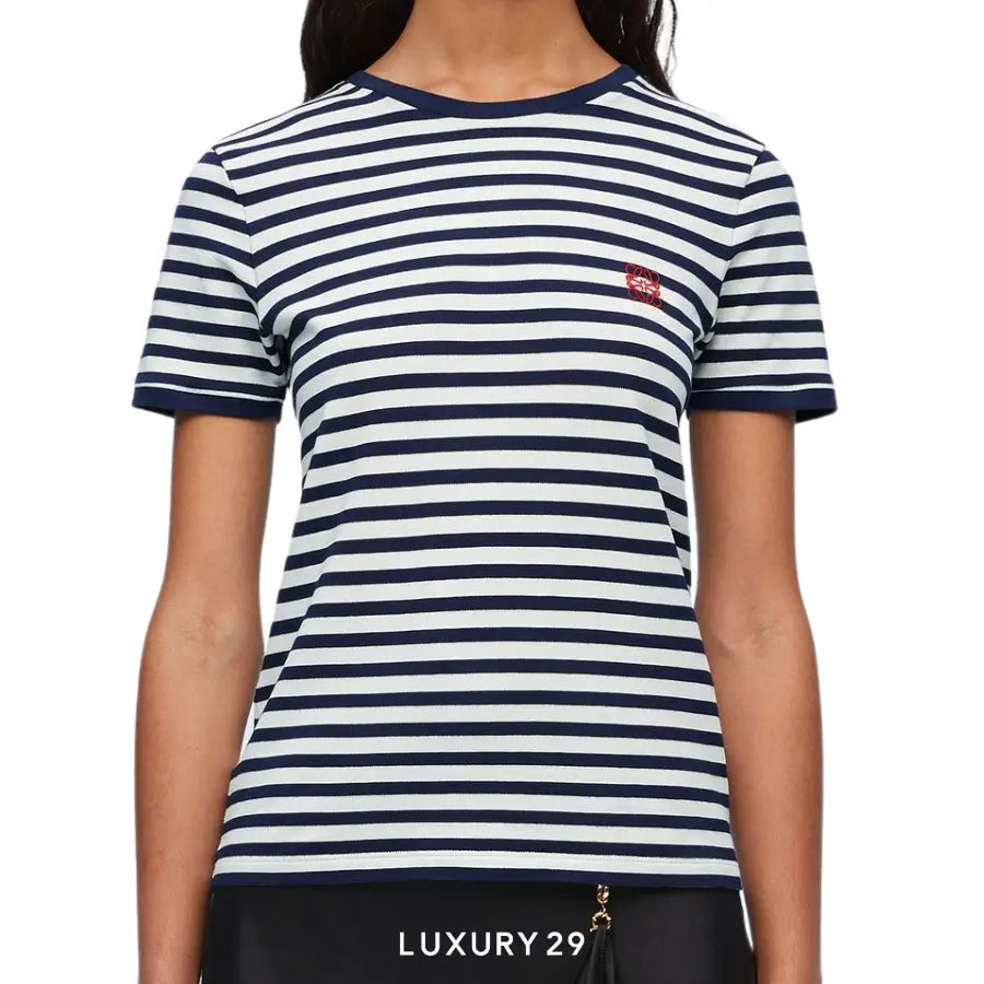 Loewe Slim fit T-shirt in viscose blend White/Navy LOEWE