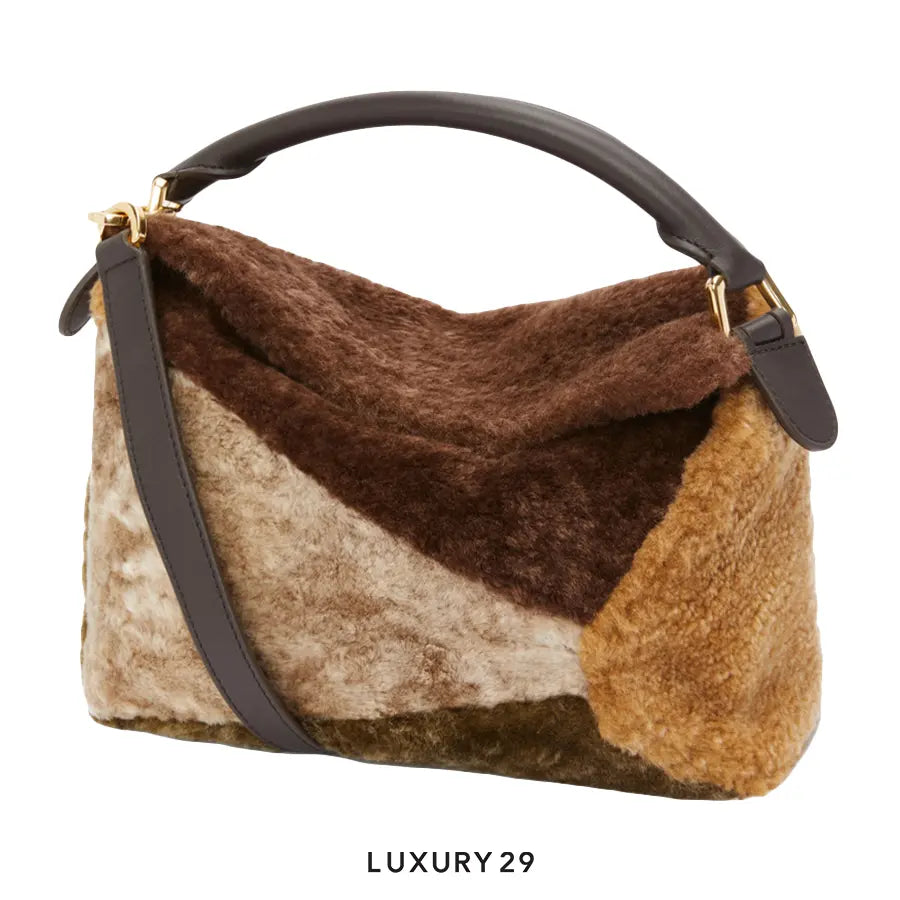 Loewe Small Puzzle Bag in Shearling Multicolor