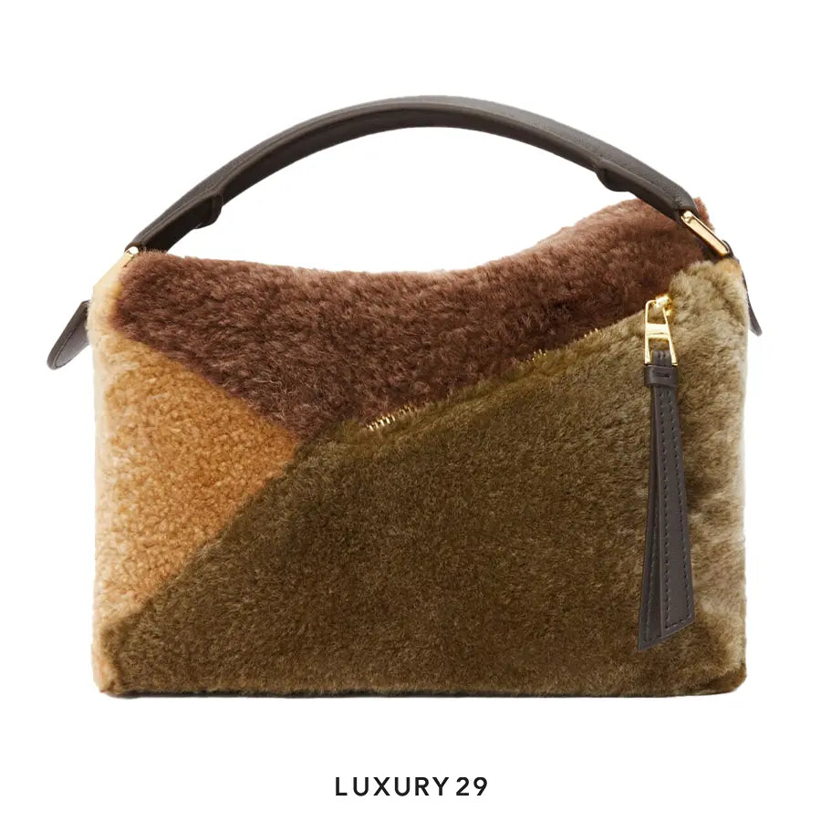 Loewe Small Puzzle Bag in Shearling Multicolor LOEWE