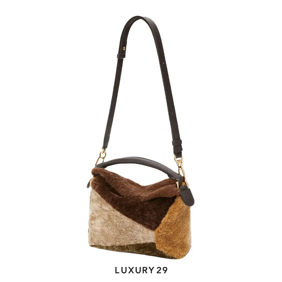 Loewe Small Puzzle Bag in Shearling Multicolor LOEWE