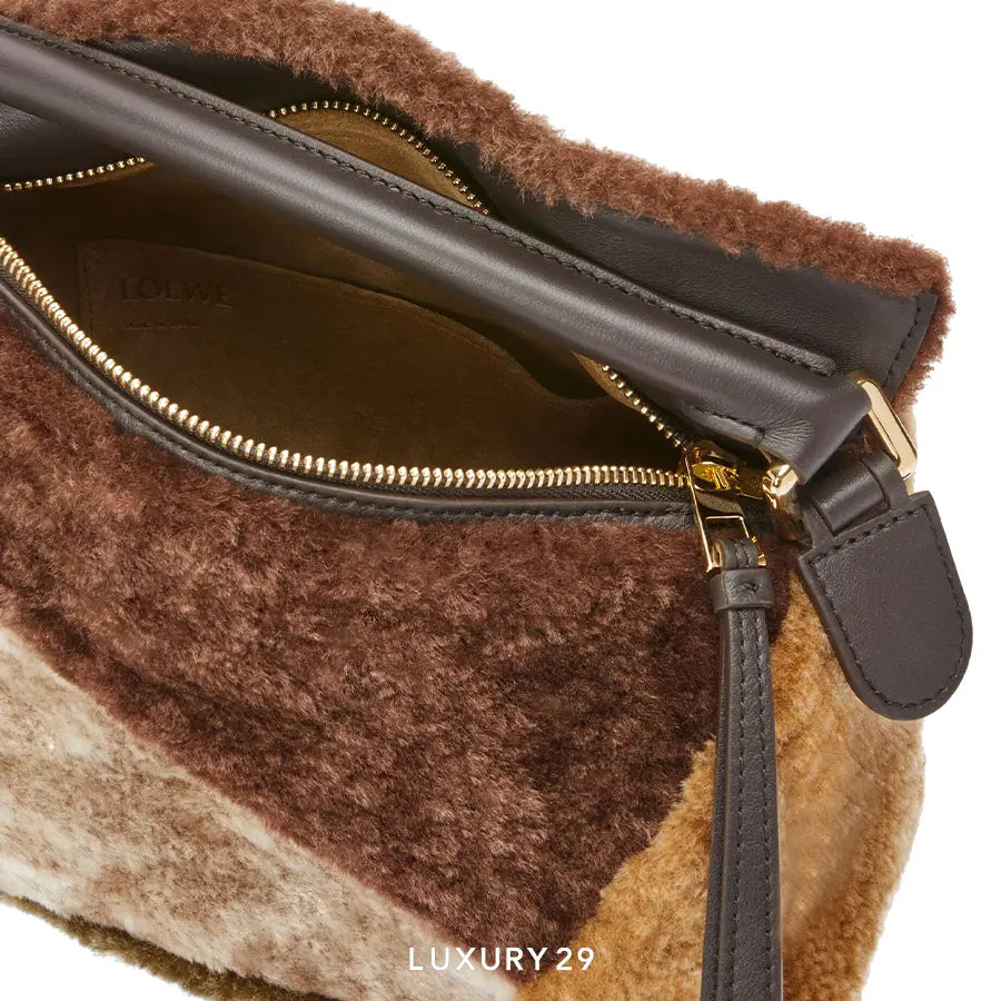 Loewe Small Puzzle Bag in Shearling Multicolor LOEWE