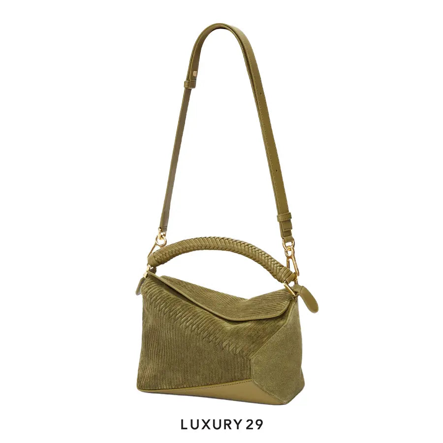 Loewe Small Puzzle Bag in Suede Autumn Green LOEWE