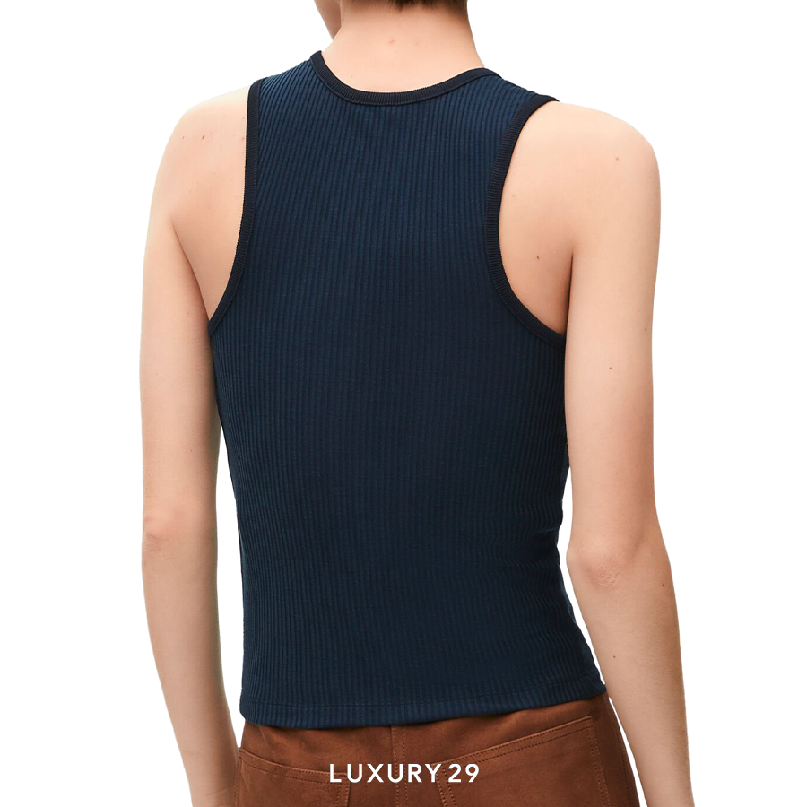 Loewe Tank top in silk Deep Marine LOEWE