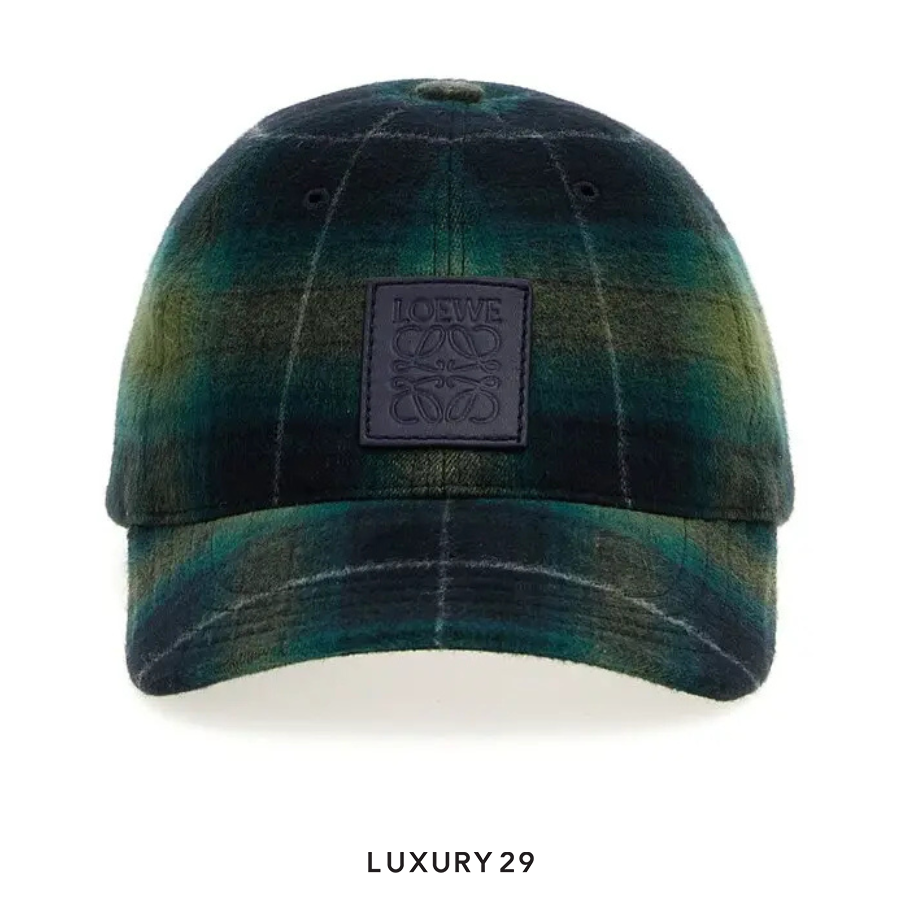 Loewe Tartan Wool Cap Hats Multicolor LOEWE