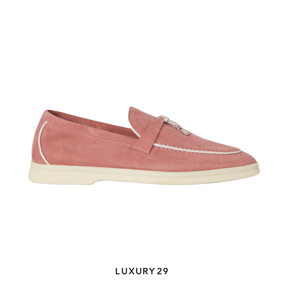 Loro Piana Summer Charms Walk Loafers Suede Goatskin Ancient Blush LORO PIANA