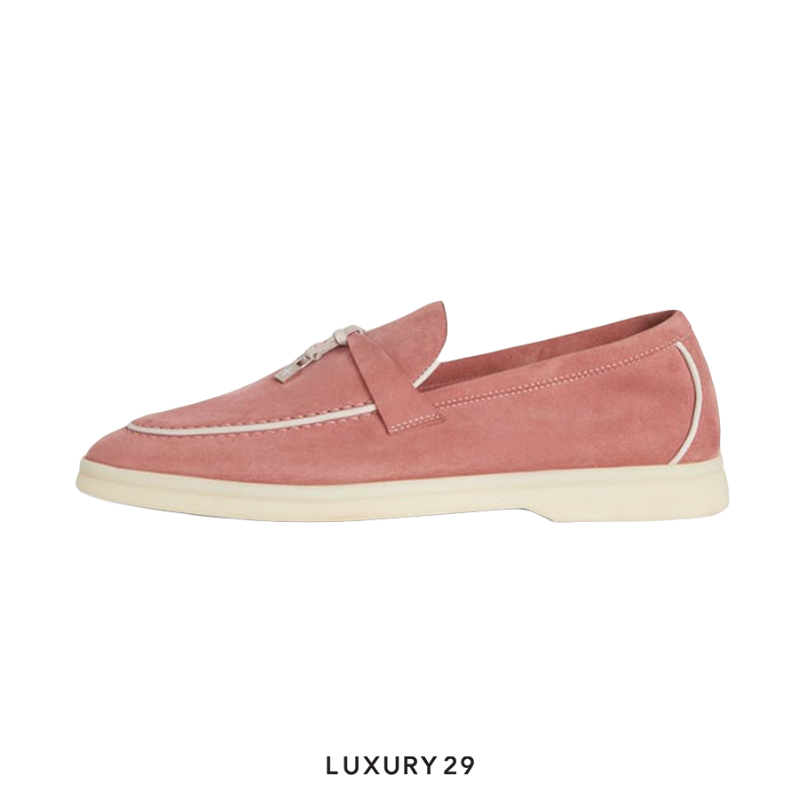 Loro Piana Summer Charms Walk Loafers Suede Goatskin Ancient Blush LORO PIANA