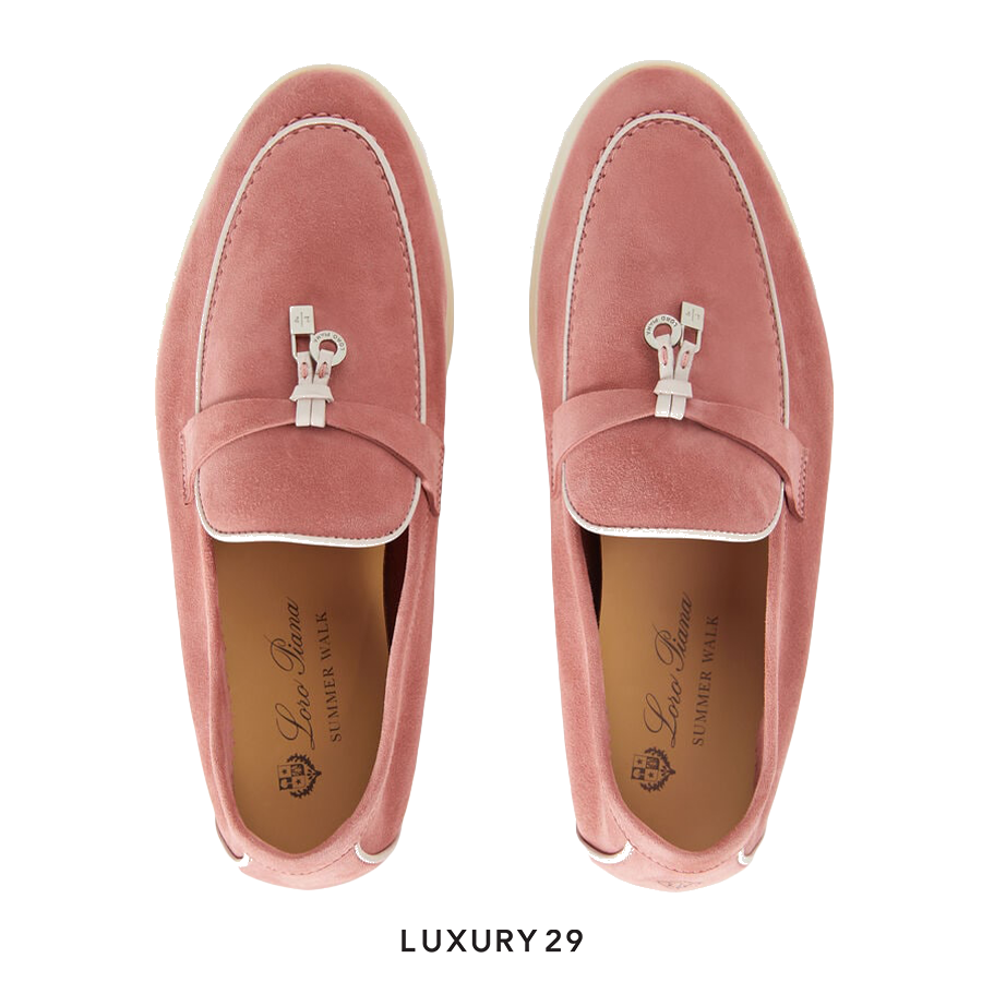 Loro Piana Summer Charms Walk Loafers Suede Goatskin Ancient Blush LORO PIANA