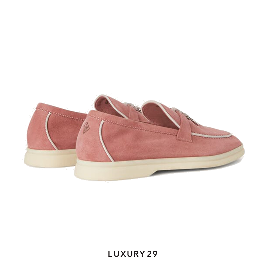 Loro Piana Summer Charms Walk Loafers Suede Goatskin Ancient Blush LORO PIANA