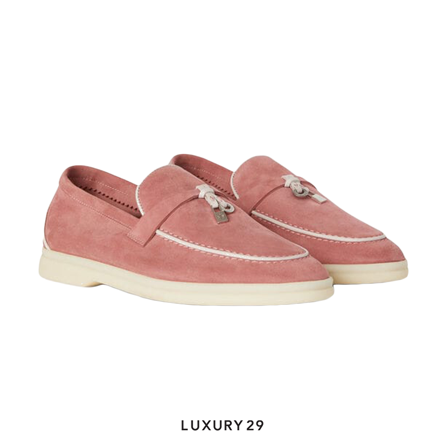 Loro Piana Summer Charms Walk Loafers Suede Goatskin Ancient Blush LORO PIANA